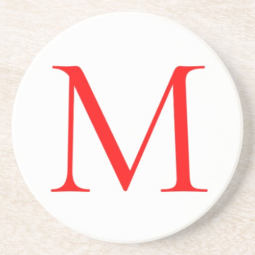 Initial letter red white monogrammed professional coaster