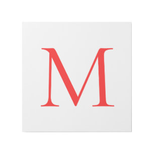 Initial letter red white monogrammed professional gallery wrap