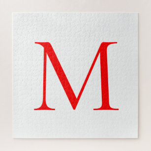 Initial letter red white monogrammed professional jigsaw puzzle