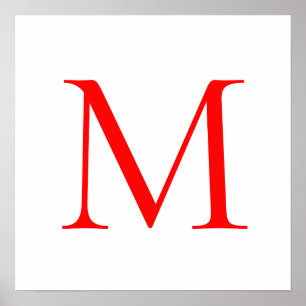 Initial letter red white monogrammed professional poster