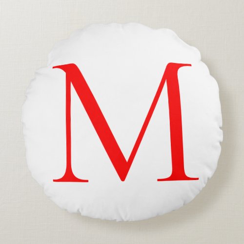 Initial letter red white monogrammed professional round pillow