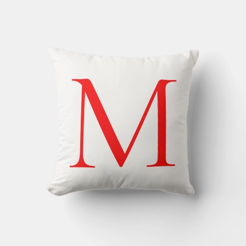 Initial letter red white monogrammed professional throw pillow