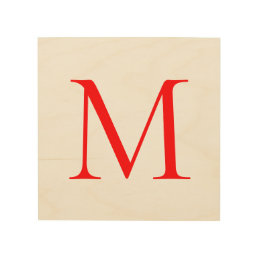 Initial letter red white monogrammed professional wood wall art