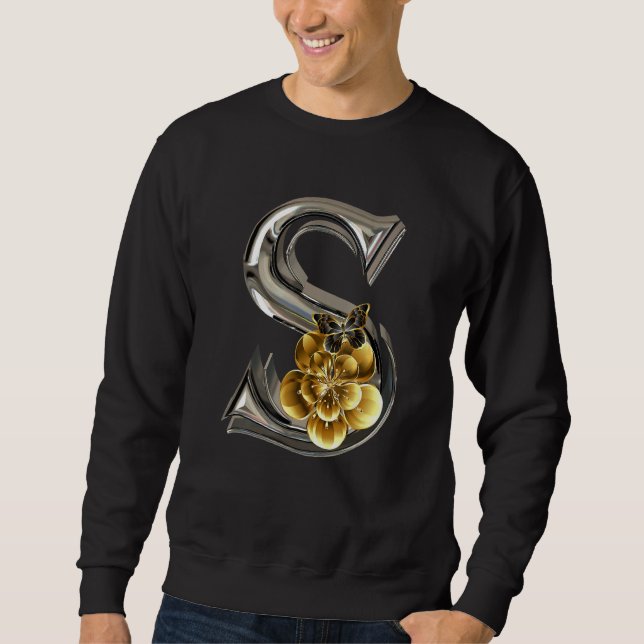 Initial Letter S Monogram with Yellow Flowers and  Sweatshirt (Front)