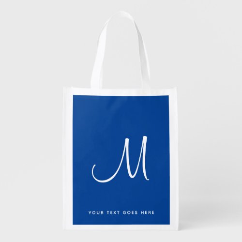 Initial Letter Script Monogram Elegant Modern Grocery Bag