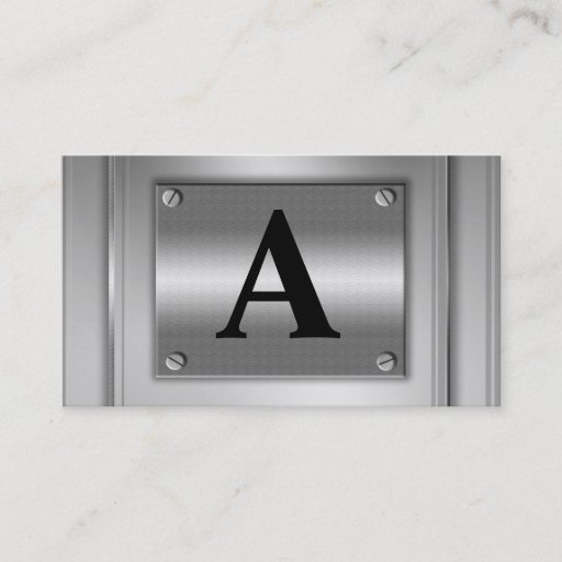 Customizable Initial Letter Silver Metal Business Cards