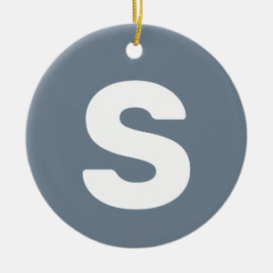 Initial Letter Slate Gray Simple Elegant Ceramic Ornament