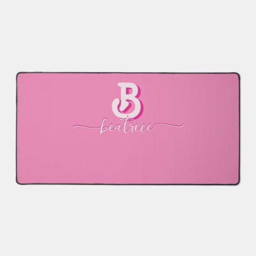 Initial Letter Stylish Hot Pink Name Monogram Desk Mat