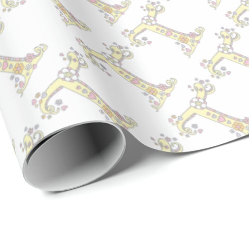 Initial letter T monogram personalized wrap Wrapping Paper