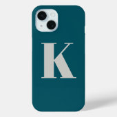 Initial Letter | Teal Monogram Modern Stylish Cool Case-Mate iPhone Case (Back)