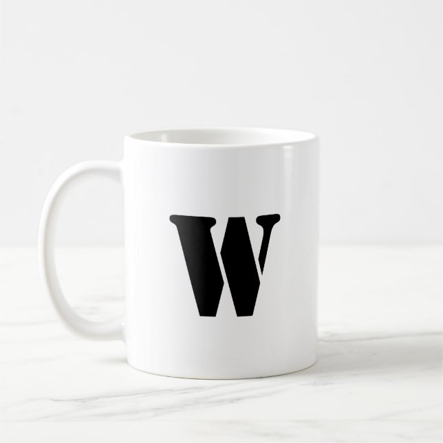 Initial Letter | Teal Monogram Modern Stylish Cool Coffee Mug (Left)