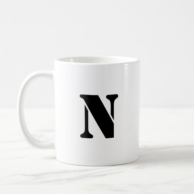 Initial Letter | Teal Monogram Modern Stylish Cool Coffee Mug (Left)