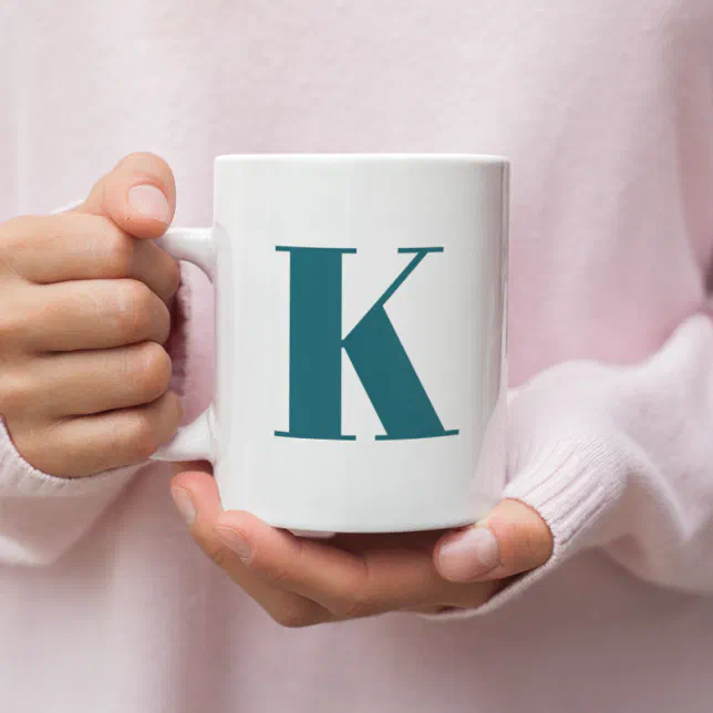 Initial Letter | Teal Monogram Modern Stylish Cool Coffee Mug (Creator Uploaded)