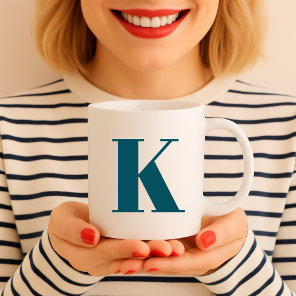 Initial Letter | Teal Monogram Modern Stylish Cool Coffee Mug