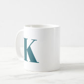 Initial Letter | Teal Monogram Modern Stylish Cool Coffee Mug (Front Left)