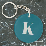 Initial Letter | Teal Monogram Modern Stylish Cool Keychain<br><div class="desc">Simple,  stylish custom initial letter monogram keychain in modern minimalist typography in putty gray on teal blue. A perfect custom gift or accessory with a personal touch!</div>