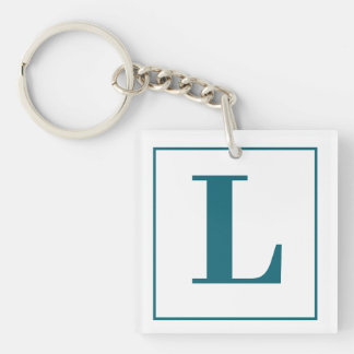 Initial Letter | Teal Monogram Modern Stylish Cool Keychain