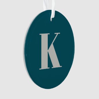 Initial Letter | Teal Monogram Modern Stylish Cool Ornament | Zazzle