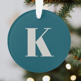 Initial Letter | Teal Monogram Modern Stylish Cool Ornament