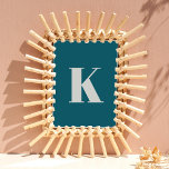 Initial Letter | Teal Monogram Modern Stylish Cool Poster<br><div class="desc">Simple,  stylish custom initial letter monogram poster print in modern minimalist typography in putty gray on teal blue. A perfect custom gift or accessory with a personal touch!</div>