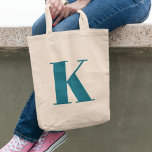 Initial Letter | Teal Monogram Modern Stylish Cool Tote Bag<br><div class="desc">Simple,  stylish custom initial letter monogram tote bag in modern minimalist typography in teal blue. A perfect custom gift or fashion accessory with a personal touch!</div>