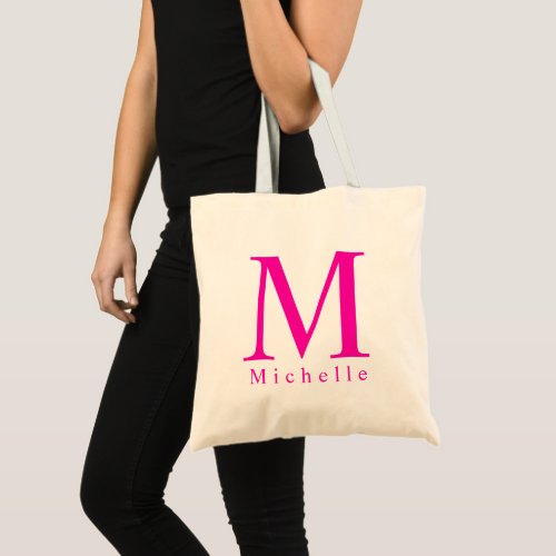 Initial Letter Template Pink Monogrammed Elegant Tote Bag