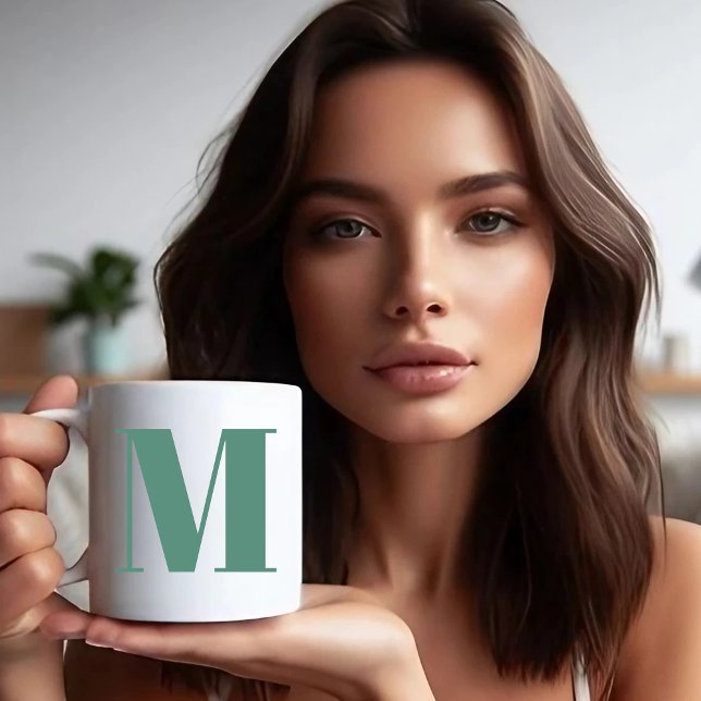 Initial Letter | Trendy modern monogran Two-Tone Coffee Mug (GIRL PERSONALIZER MUG)