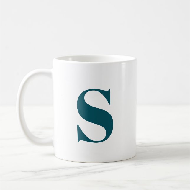 Initial Letter Trendy Monogram Modern Stylish Cool Coffee Mug (Left)