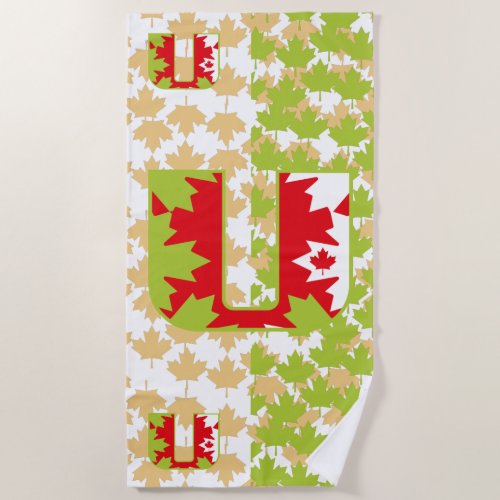 Initial letter U CANADA LETTER Beach Towel