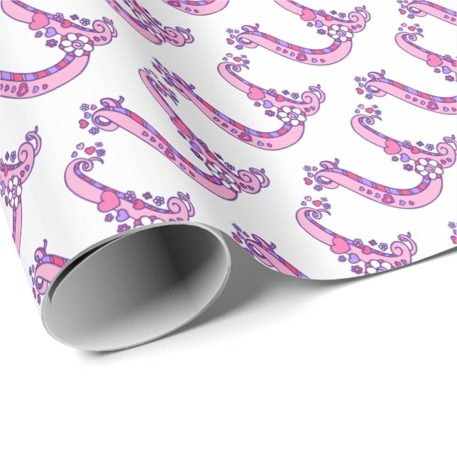 Initial letter U monogram pink personalized wrap Wrapping Paper (Roll Corner)