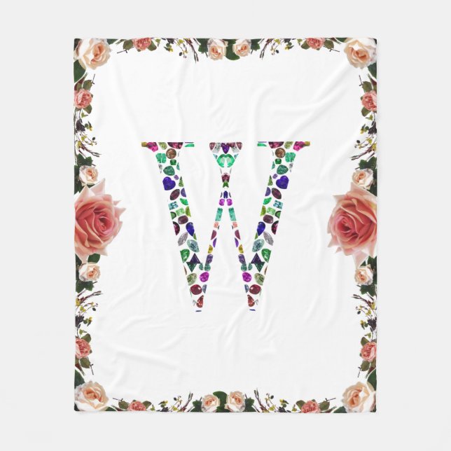 Initial Letter W Fleece Blanket (Front)