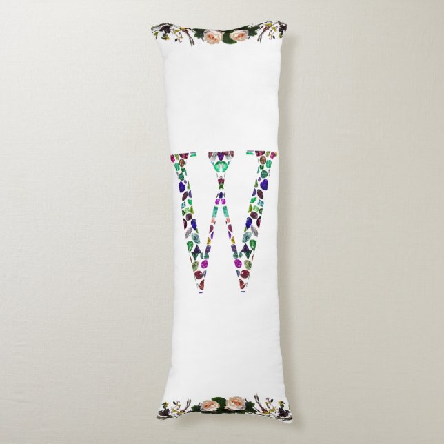 Initial Letter W Gemstone Design Body Pillow (Front Vertical)