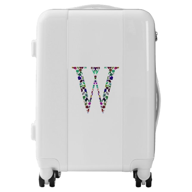 Initial Letter W Gemstone Design Luggage (Front)