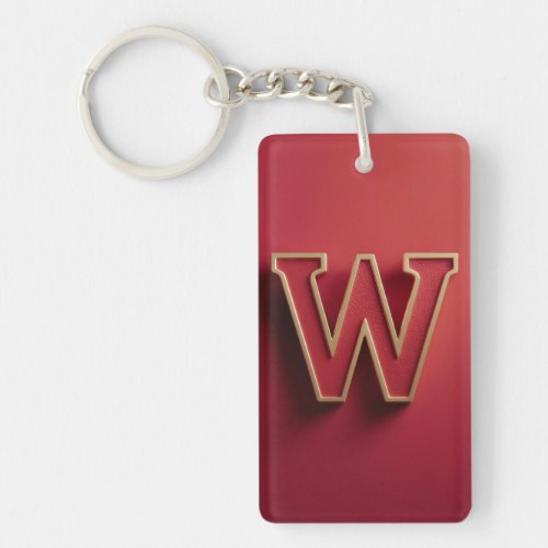 Initial letter W red monogram  Keychain