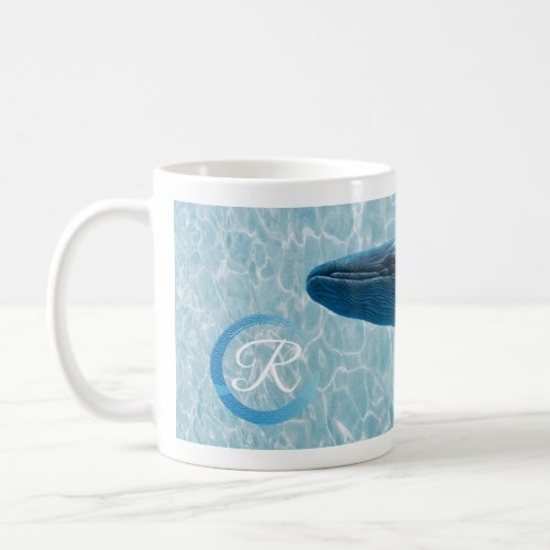 Initial Letter Whales  Humpback With Baby Swimming Coffee Mug
