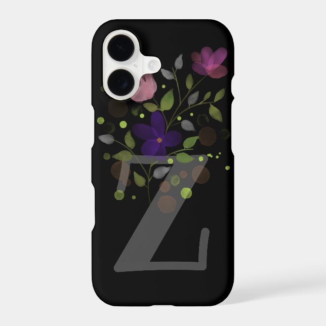 Initial Letter Z Plus Floral Design Iphone Case (Back)