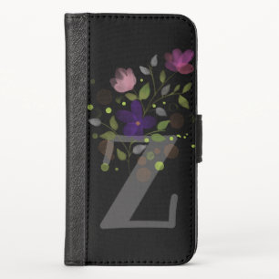 Initial Letter Z Plus Floral Design Wallet Case