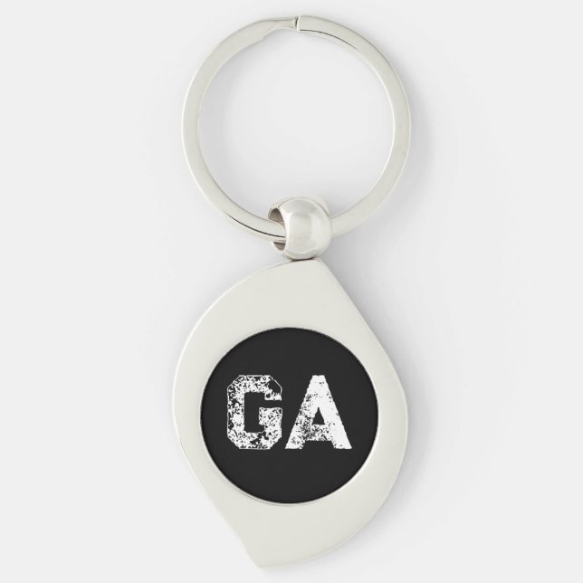 Initial Letters Monogram Black White Plain Simple Keychain (Front)