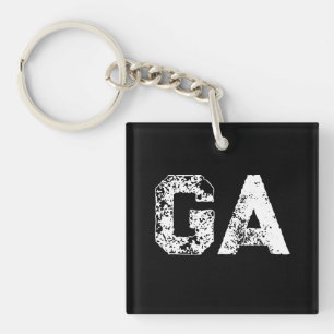 Initial Letters Monogram Black White Plain Simple Keychain