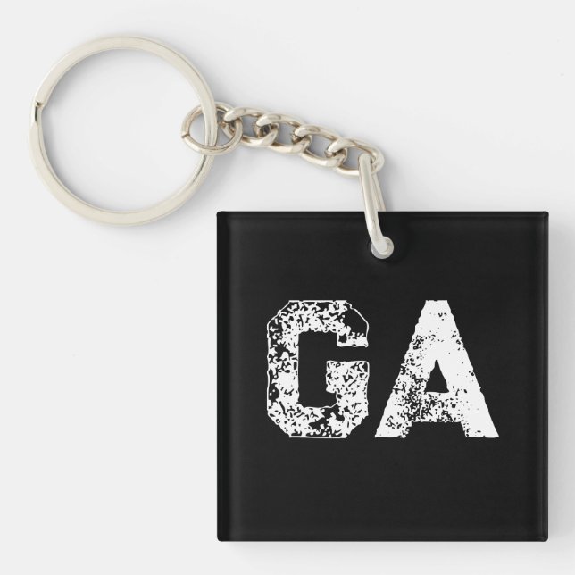 Initial Letters Monogram Black White Plain Simple Keychain (Front)