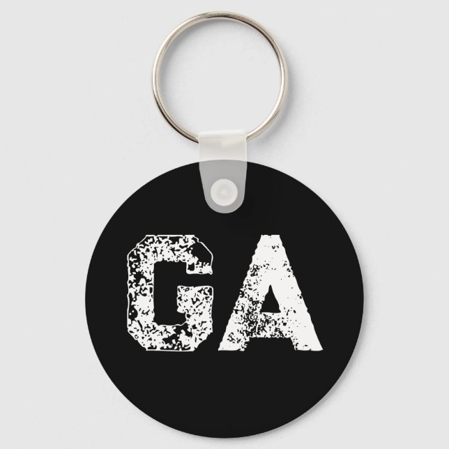 Initial Letters Monogram Black White Plain Simple Keychain (Front)