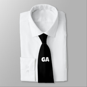 Initial Letters Monogram Black White Plain Simple Neck Tie