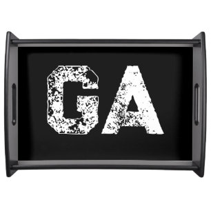 Initial Letters Monogram Black White Plain Simple Serving Tray