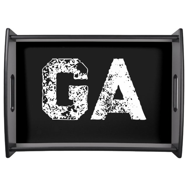 Initial Letters Monogram Black White Plain Simple Serving Tray (Front)
