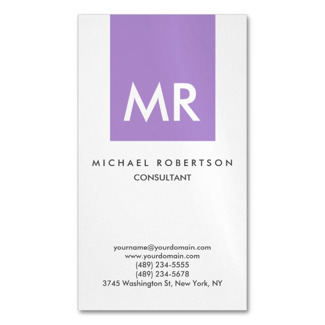 Initial Letters Monogram Elegant Unique Business Card Magnet (Front Vertical)