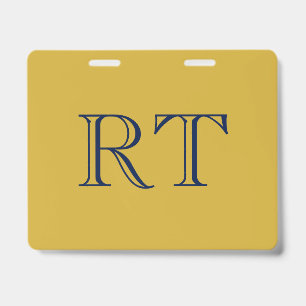 Initial Letters Monogram Gold & Blue Plain Simple Badge