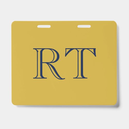 Initial Letters Monogram Gold & Blue Plain Simple Badge
