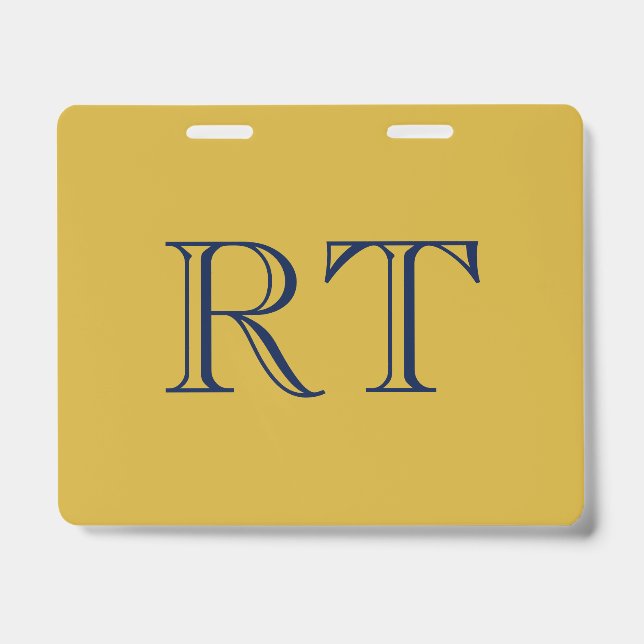 Initial Letters Monogram Gold & Blue Plain Simple Badge (Front)