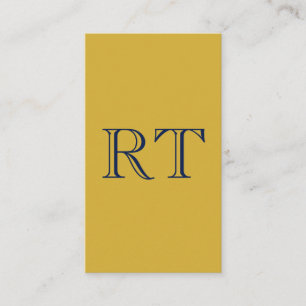 Initial Letters Monogram Gold & Blue Plain Simple Enclosure Card