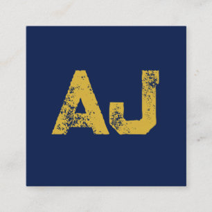 Initial Letters Monogram Gold & Blue Plain Simple Enclosure Card